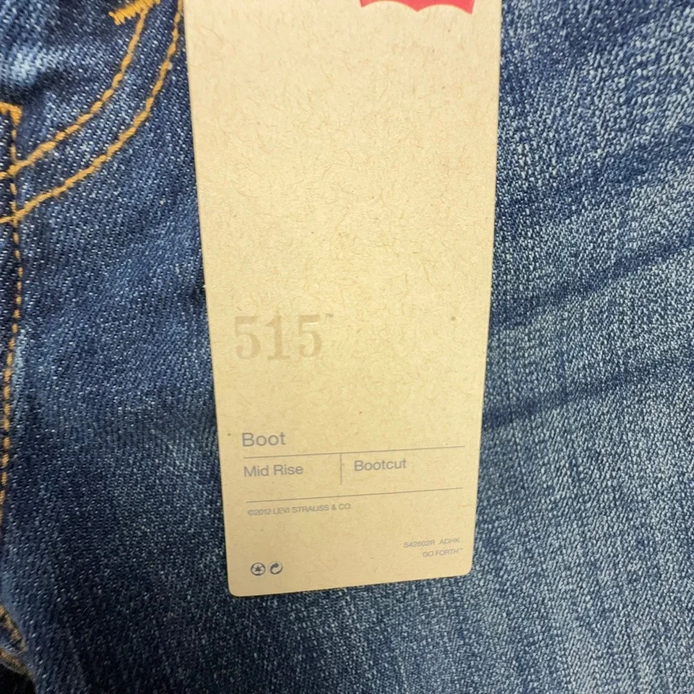 Levis 515 Bootcut Jeans Womens 8L W29 L34 Blue Denim Flap Pocket Studded NWT - Picture 5 of 10